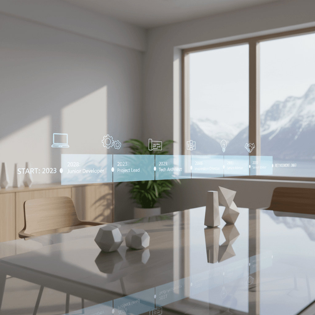 Tidslinje som viser karriereår fra start til pensjon