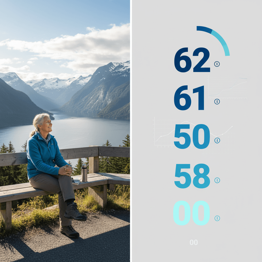 Konseptuelt bilde om valget mellom tidlig pensjon og ventetid