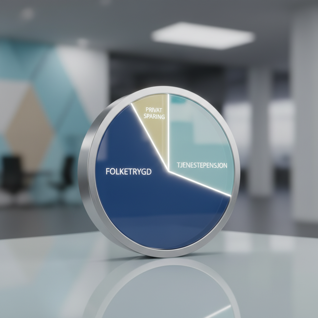 Pensjonskake — fordeling mellom folketrygd, tjenestepensjon og privat sparing