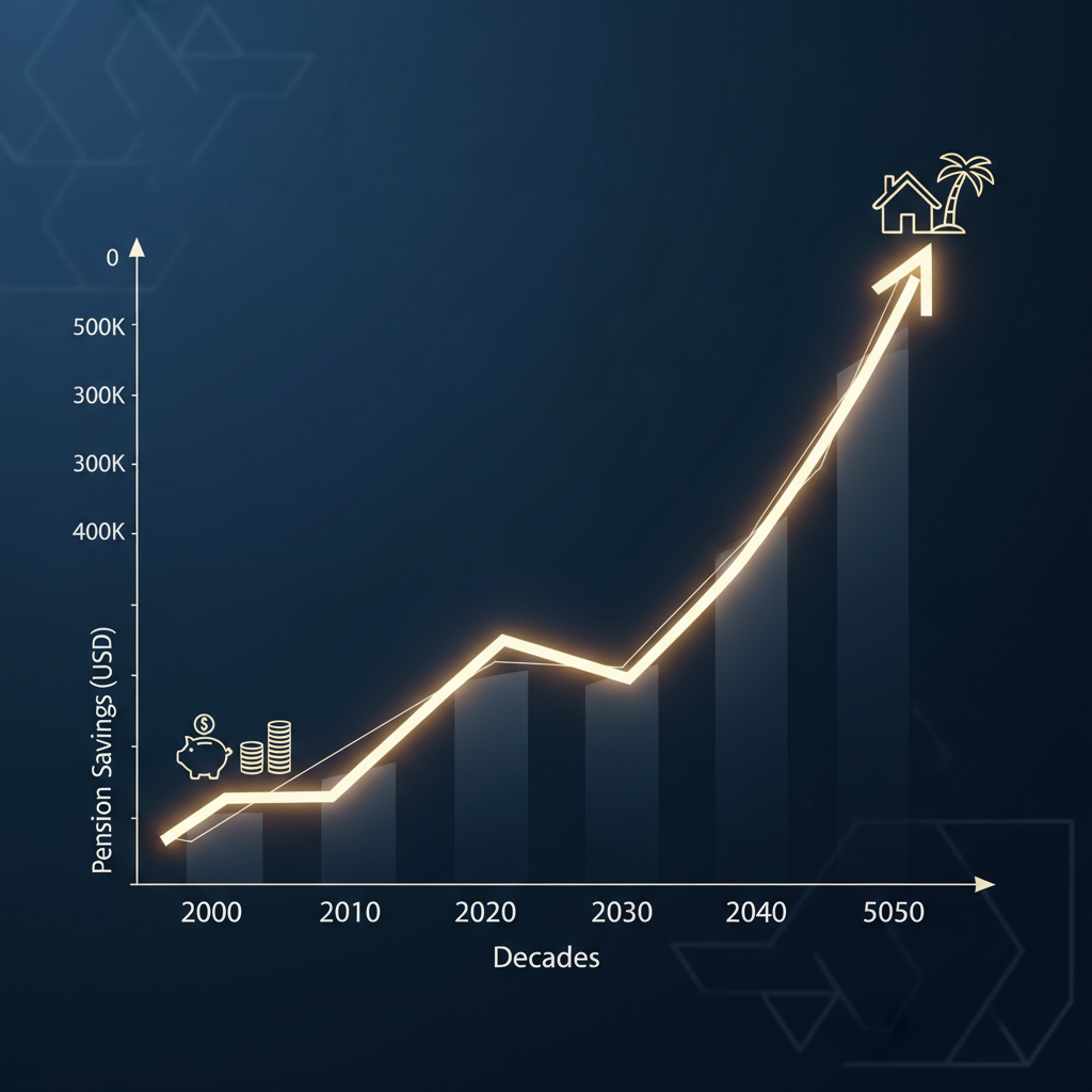Illustrasjon av pensjonsbeholdningens vekst over tid