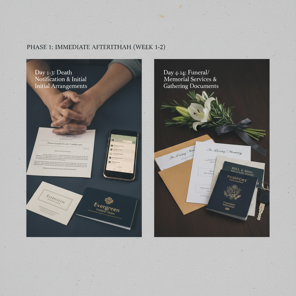 Tidslinje over pensjonshåndtering etter dødsfall, fra melding til endelig oppgjør