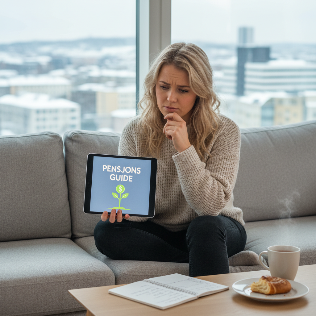 Ung person som planlegger økonomi og pensjon for fremtiden