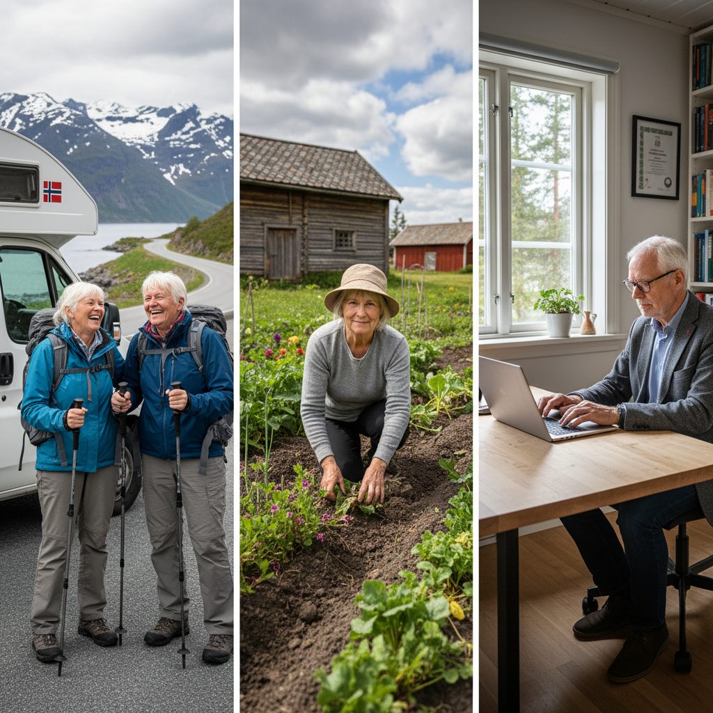 Sammenligning av tre pensjonsscenarier: tidlig, normal og sent uttak
